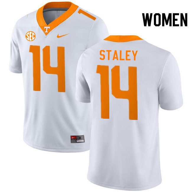 Women #14 Braylon Staley Tennessee Volunteers College Football Jerseys Stitched-White